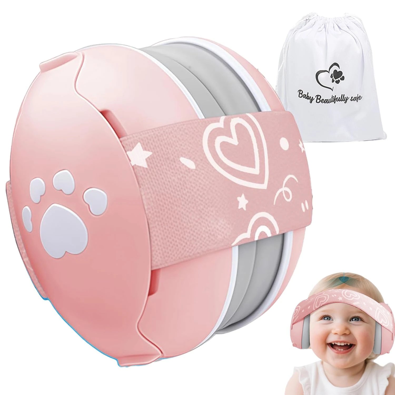 YANKUIRUI Baby Ear Defender for Babies and Toddlers up to 36 Months - CE & UKCA Certified - Noise Reduction Earmuffs - Comfortable Baby Headphones Against Hearing Damage & Improves Sleep Pink