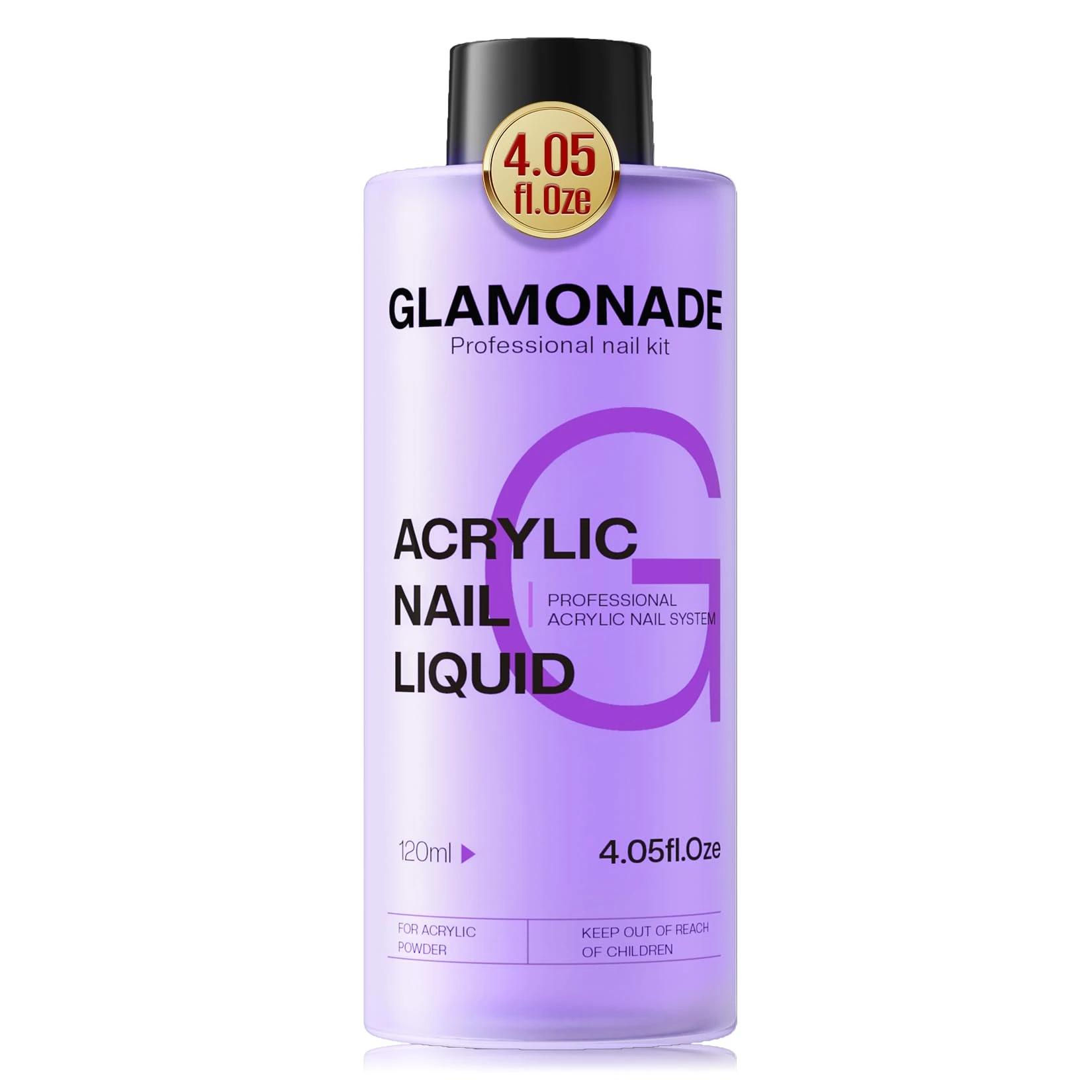 Glamonade Acrylic Nail Liquid: Acrylic Liquid Monomer for Acrylic Powder Easy to Operate Monomer for Acrylic Nails Non-Yellowing MMA-Free Formula Application Nail Extension Nail Carving 120ml