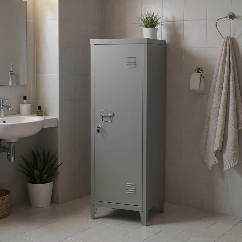 FurnitureR 1-Pack Dark Grey Floor Cabinet, Compact Modern Design, Metal Construction, Home & Office Versatility, Enhanced Storage Solutions, Durable & Space-Saving