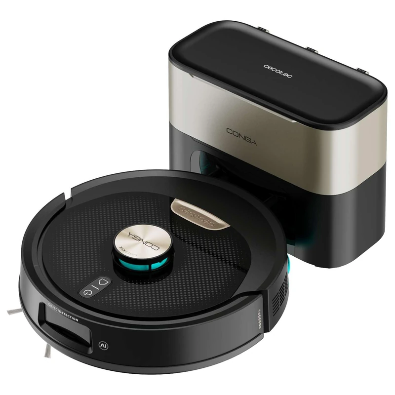 Cecotec Robot Vacuum Cleaner with Self-emptying Base and AI Conga Y100 X-Treme. 20000Pa, Laser Navigation and Artificial Intelligence, Base of 2.8L, Autonomy up to 220 m², App 3.0 Control