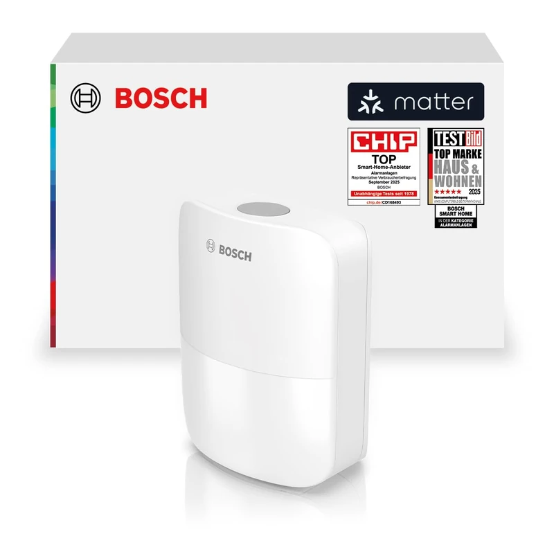 Bosch Smart Home motion detector II [+M], outdoor and indoor motion sensor, EN Grade 2" certified, orientation light, small animal filter, capture range up to 13 m, Matter compatible - Image 1