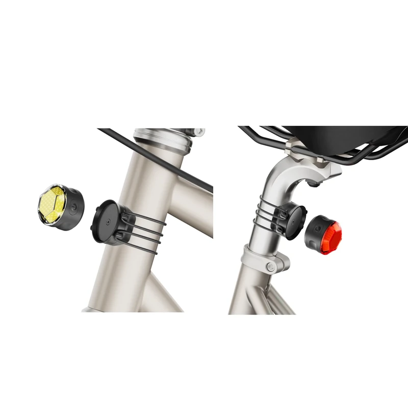 SHAPEHEART Light_Mini_Redwhite Bicycle Light Front and Rear Adult Unisex, Black, Single - Image 1