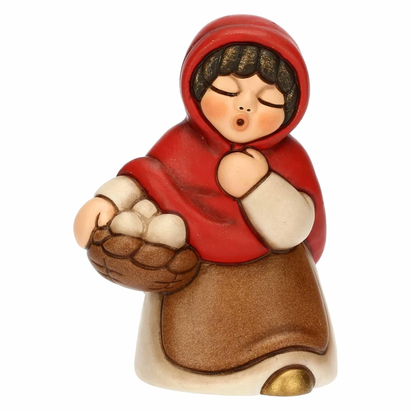 THUN - Woman with Egg Basket - Ceramic - Classic Nativity Collection - 5.5 x 4.8 x 8 cm
