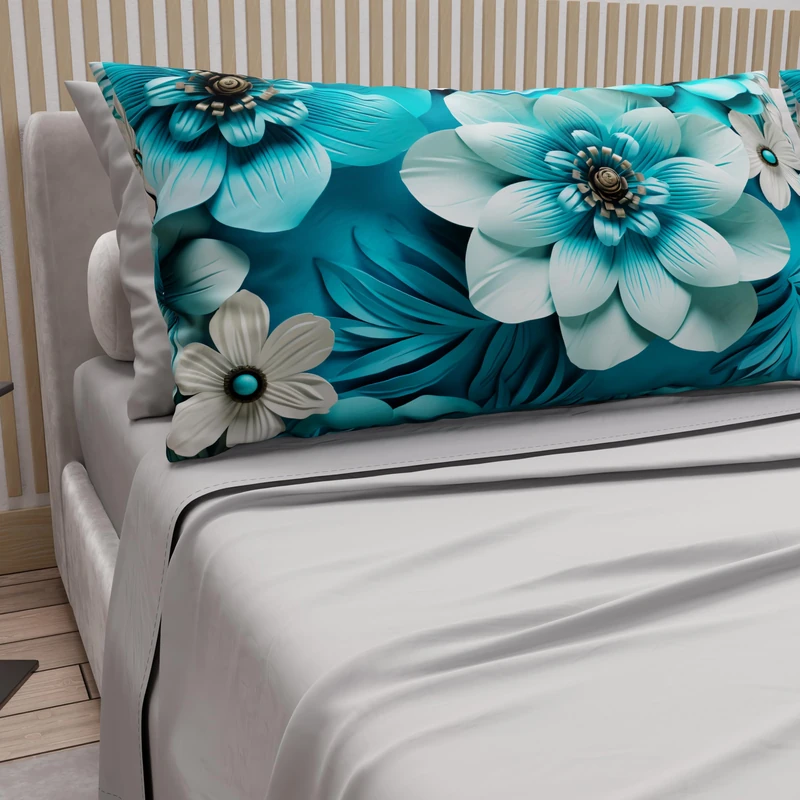 PETTI Artigiani Italiani - Cotton Sheets with Pillowcases in Digital Print, Double Bed Sheet, Floral 21 Light Grey, 100% Made in Italy