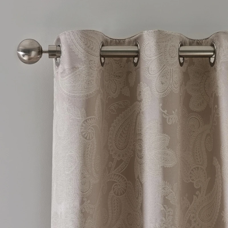 Catherine Lansfield Opulent Jacquard 66x90 Inch Lined Eyelet Curtains Two Panels Champagne Gold