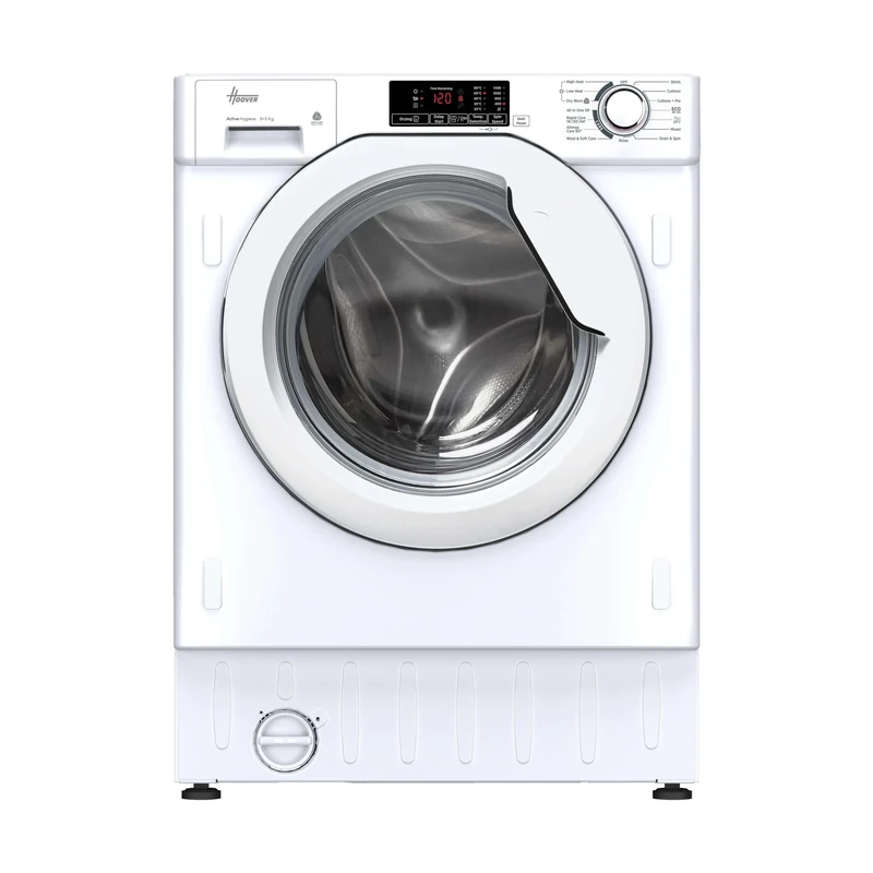 Hoover H-Wash and Dry 300 Integrated Washer Dryer, 8 Kg Wash plus 5 Kg Dry, Combined Cycle Class E, 1400 RPM, Care Cycles, White, 60x53x82 cm - HBD 485D14-1-80