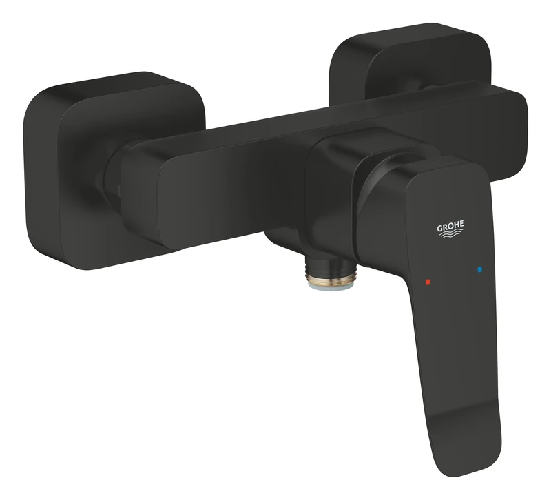 GROHE Dice Exposed Shower Mixer (Wall Mounted, Metal Lever, 35 mm Ceramic Cartridge, Integrated Non-Return Valve, Protected Against Backflow, Single Outlet Valve), Matt Black, 1018742430