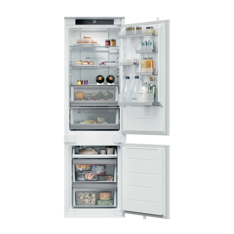 Haier Series 2 Integrated Fridge Freezer, D Rated, Total No Frost, hOn App Connectivity, Air Surround, 251L Total Capacity, White, 54x55x177 cm - HBQW5518DK