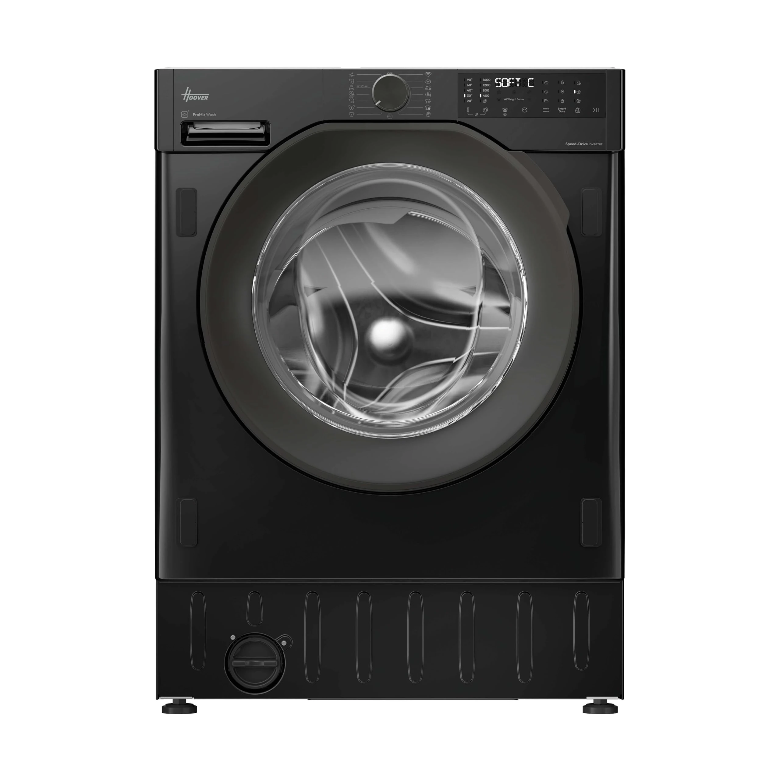 Hoover, H-Wash 400 Integrated Washing Machine, 9 Kg Wash Capacity, 1600 RPM, A-30 percent Rated, hOn App Connectivity, Steam Care Pro Cycle, Black and Anthracite, 60x53x82 cm - BH4S69M6DB9BJ-80