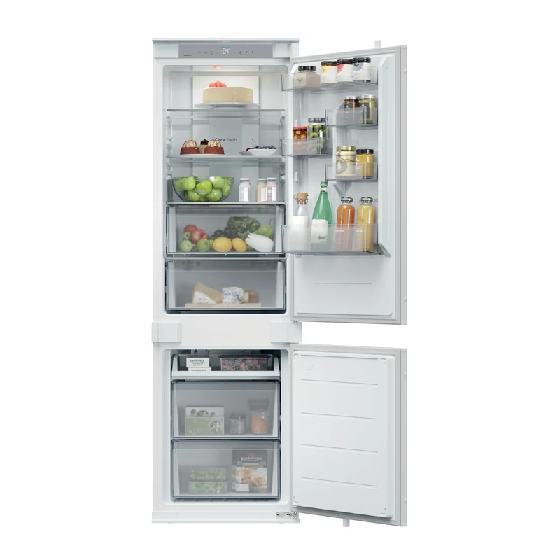 Hoover H-Fridge 400 Integrated Fridge Freezer, E Rated, Total No Frost, hOn App Connectivity, Circle Fresh Technology, 251L Total Capacity, White, 54x55x177 cm - HONBQT3518EK-UK