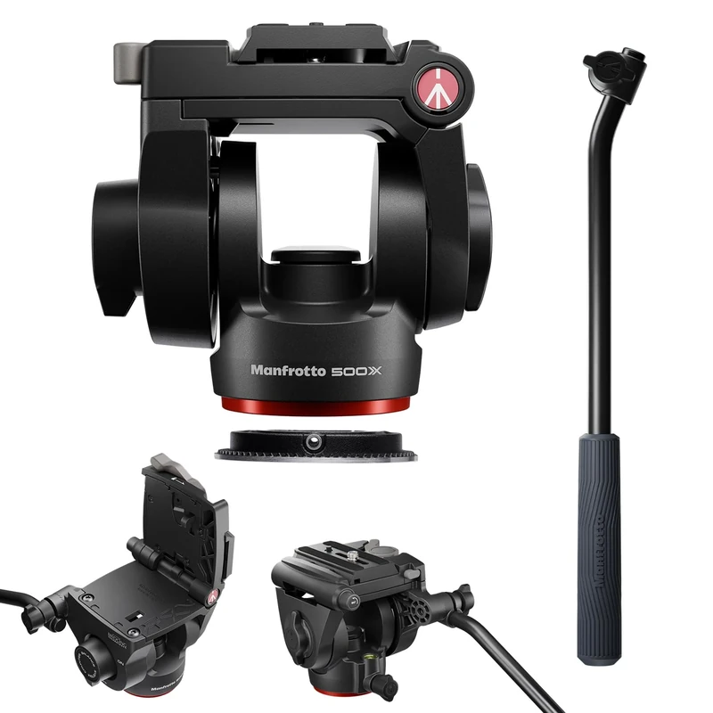 Manfrotto 500X Fluid Video Head for Mirrorless Cameras, 5kg Payload, Flat Base, Quick Release Sliding Plate, Vertical and Horizontal Shooting, Ideal for Content Creators and Social Media Video