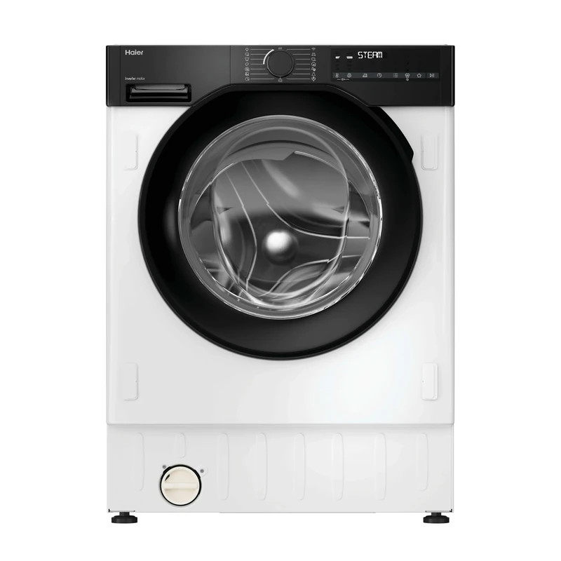 Haier Series 6 Integrated Washing Machine With Autodose, 9 Kg Wash Capacity, 1600 RPM, A-30 percent Rated, hOn App Connectivity, Anti-Bacterial Treatment, White and Black, 60x53x82 cm-BHA6SD69M6DB9-80