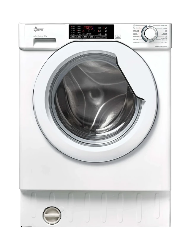Hoover, H-Wash 300 Integrated Washing Machine, 8 Kg Wash Capacity, 1400 RPM, A Rated, Care Cycles, White, 60x53x82 cm - HBW 48TAMEJ-80