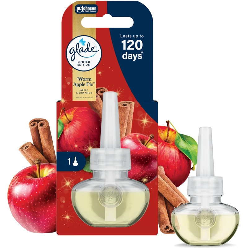 Glade Plug in Air Freshener Refill, Electric Scented Oil Room Air Freshener, Infused with Essential Oils, Limited Edition Christmas Air Freshener, Warm Apple Pie, 20ml