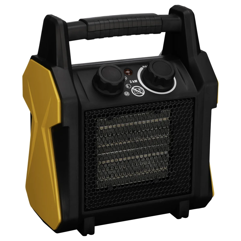 TCP Electric Space Portable Heater Ceramic 2000W Black Orange 2KW 240V PTC Heating 2 Heat Modes Overheat & Tip-Over Protection. Fast Heating for Home Office Workshop Warehouse Greenhouse Building Site - Image 1
