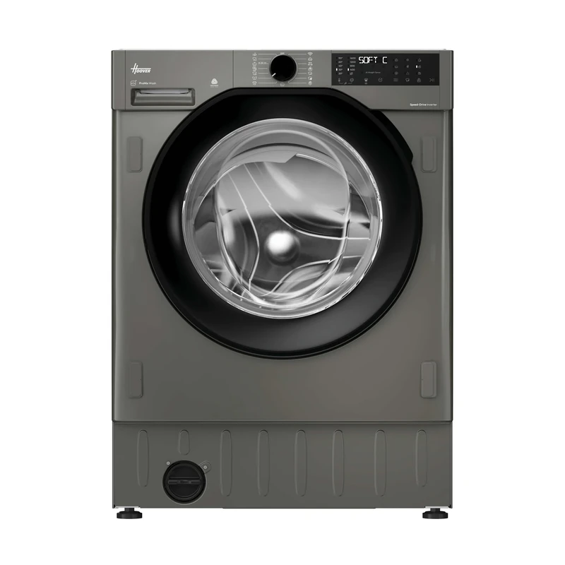 Hoover H-Wash and Dry 400 Integrated Washer Dryer, 9 Kg Wash, 6 Kg Dry, Combined Cycle Class D, 1600 RPM, hOn App Connectivity, Steam Care Pro Cycle, Anthracite and Black, 60x53x82 cm-BH4S696M6DB9R-80