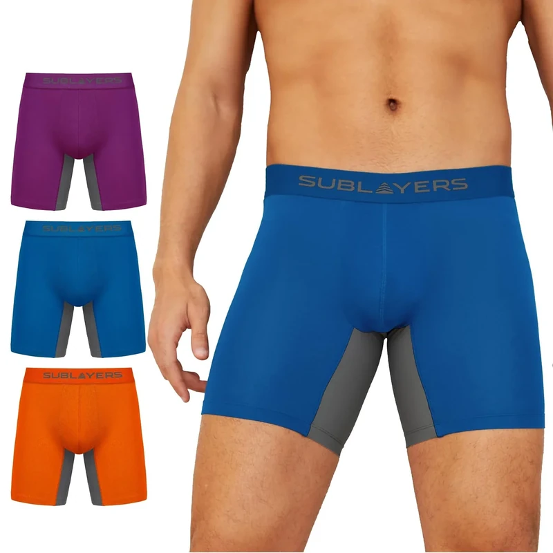 Mens Bamboo Boxers 3 Pack Breathable Elasticated Waistband Premium Underwear Contoured 3D Pouch Anti-Chafe Panels Anti Leg Ride-up Mens Sports Boxers (UK, Alpha, L, Regular, Regular, Bright)