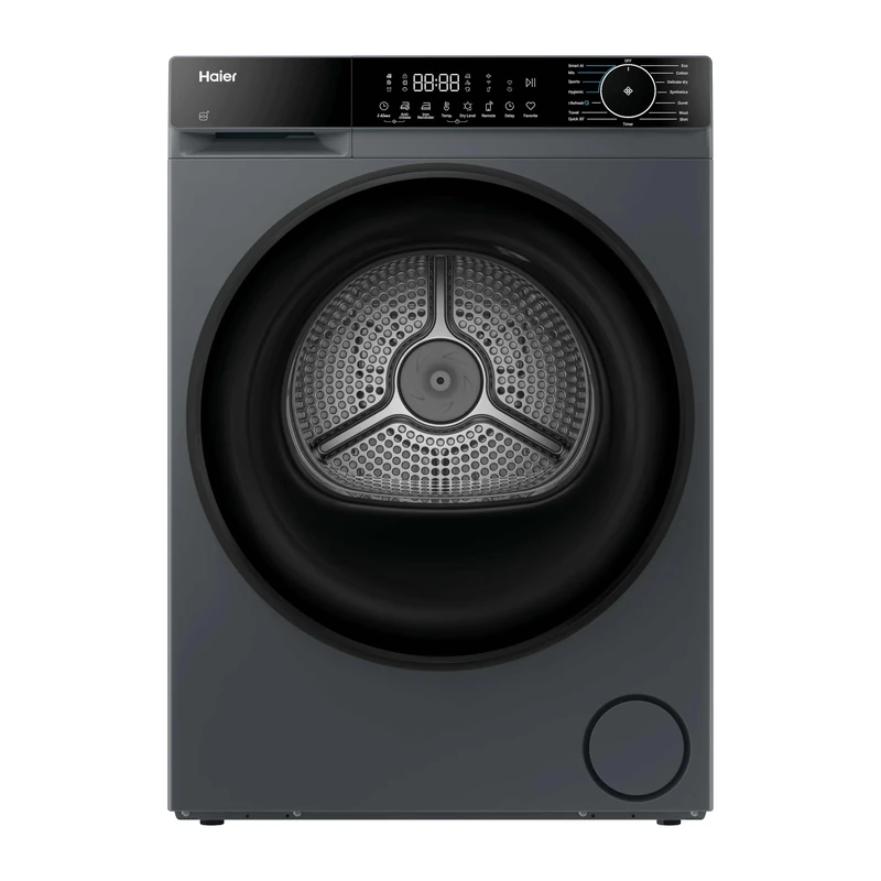 Haier X Series 5 Tumble Dryer, Heat Pump, 9kg, 1400 rpm, A plus plus Energy Rating, Delicate Drying, 15 Programmes, Ultimate Hygiene, Graphite-Black Door, 66x60x85 cm -HD90-D357U1G-UK