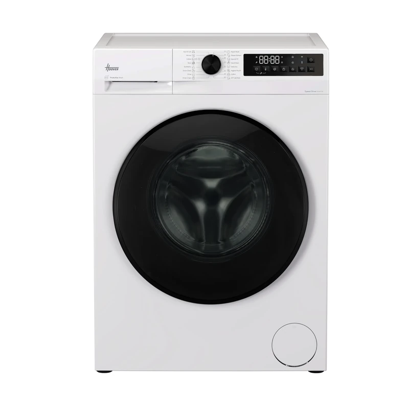 HOOVER Pro Wash Series 3 Washer Dryer, 10kg Wash, 6kg Dry, A-20 percent Wash Energy Class, 16 Programmes, XL Soft Drum, WIFI Connected, White-Black Door, 55x60x85 cm -HBWR 4106B8-80