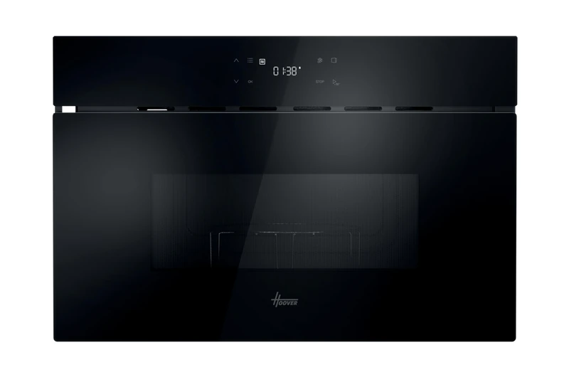 Hoover 38cm, 24 litre Built-in Microwave, full touch, LED display, defrost, 7 power levels, 8 auto programs, 750w microwave power, 1000w grill, side opening door- Black, 39 x 60 x 32cm- HO38SC3BF7XK