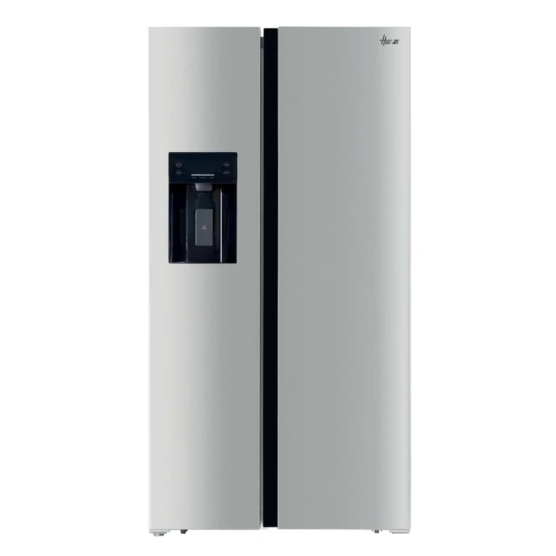 Hoover Free Standing Side By Side Fridge Freezer, 2 Doors, No Frost, E Class, 556L Total Capacity, Water and Ice Non Plumbed Silver 91x70x178cm - HOSS3T918EIXK