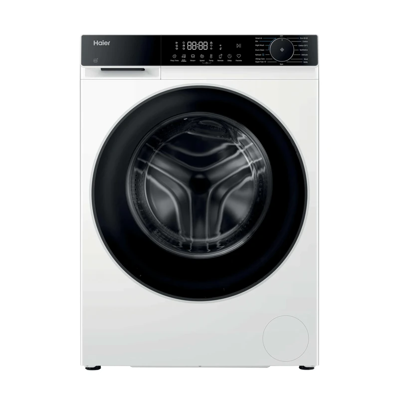 Haier X Series 5 Washing Machine, 10kg, 1400 rpm, A-20 percent Energy Class, 15 Programmes, Smart AI Cycle, Smart Dual Spray, White-Black Door, 52x60x85 cm -HW100-BP14357UUK