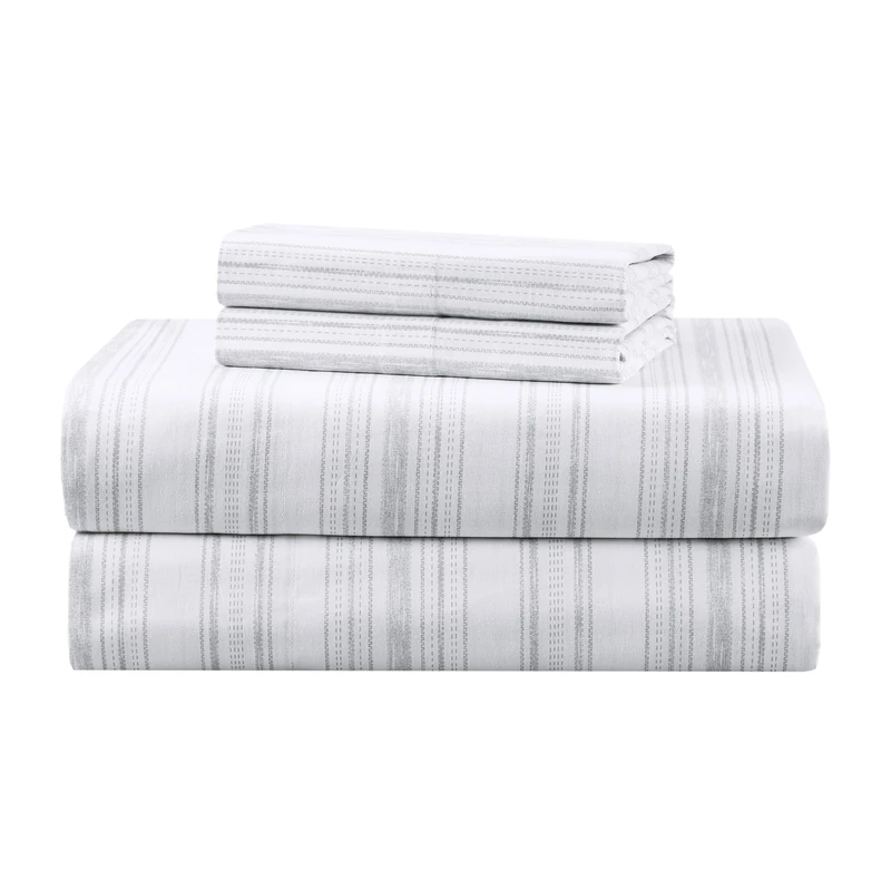Comfort Spaces 100% Cotton Sheets Twin XL, Breathable, Naturally Cool Cotton Sheets, Cotton Bed Sheets with 12" Elastic Pocket Fits up to 14" Mattress, All Seasons Sheet Set, Good Vibes Grey 3 Piece