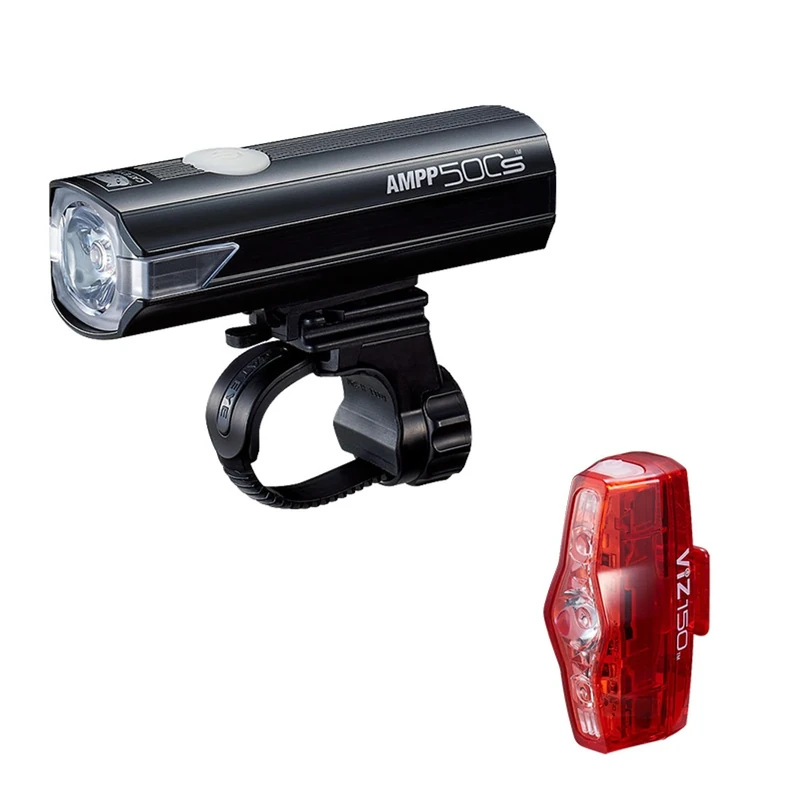 CatEye AMPP 500S - VIZ 150 Bike Light Set - 500 Lumen USB Rechargeable Front Light 150 Lumen Rear Light, Waterproof, Cycling Safety Kit