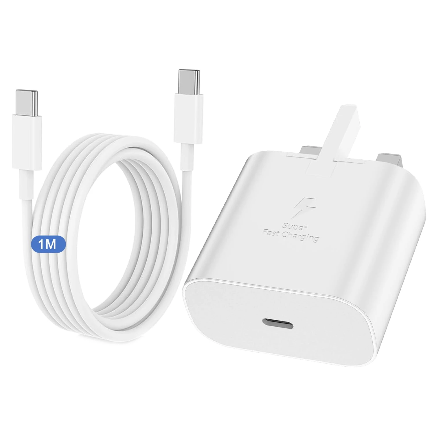 Samsung USBC Charger Plug and Cable, Samsung USB C Charging Plug and Type C Lead 1M Fast Charge for Galaxy S25/S24/S23/S22/S21/S20/A16/A15/A22/A23/A25/A26/A32/A34/A35/A36/A53/A54/A55/A56