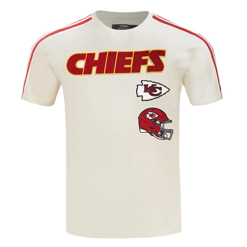 Pro Standard Mens NFL Kansas City Chiefs Retro Classics Taping Tee Eggshell/Red S