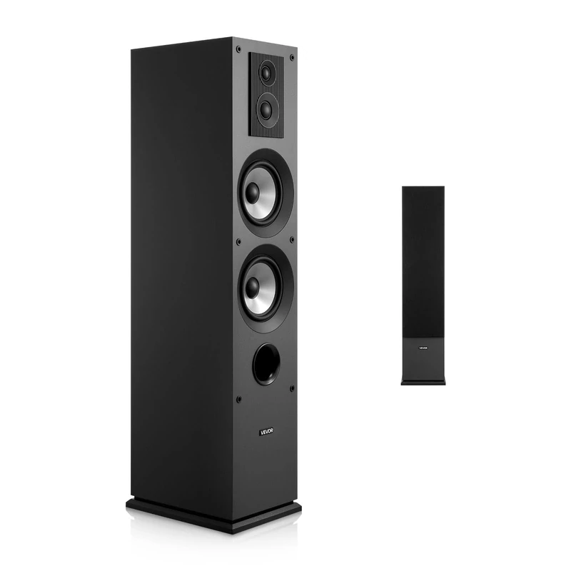 VEVOR Passive Floorstanding Speaker, 3-Way, Floor-Standing Tower Speaker with 0.75 in & 1 in Tweeter, 5.25 in Woofers, 145W Peak, 70Hz–20kHz Frequency Response, MDF Enclosure, for Home Audio, Single