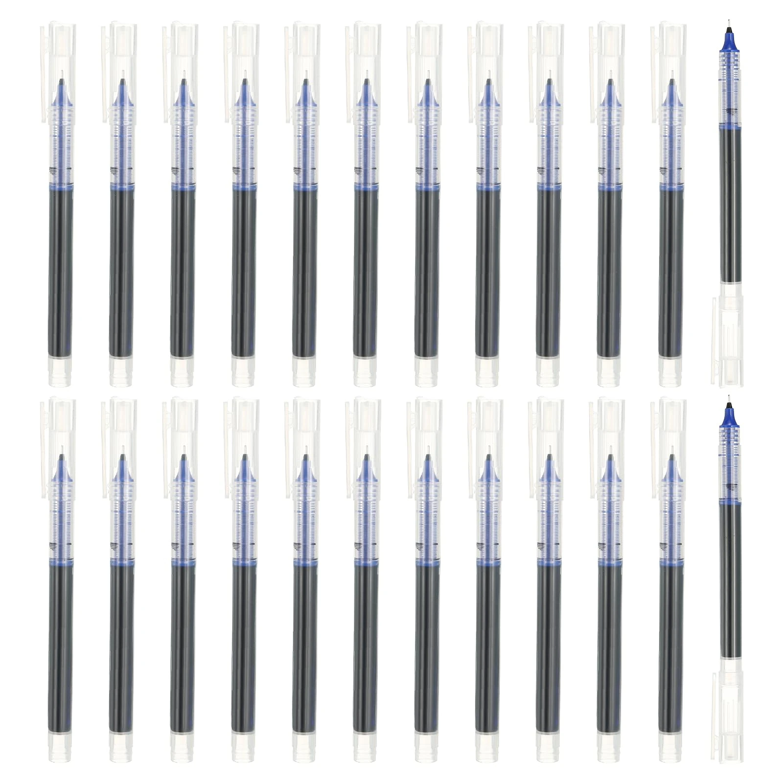 PATIKIL 24Pcs Colored Gel Ink Pens, 0.5mm Extra Fine Point Smooth Writing Japanese Quick Drying Liquid Ink Rollerball Pens for Office Stationery Classroom Teachers, Blue