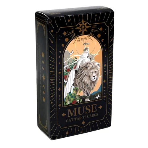 Mimoqk Tarot Deck, Muse Cat Oracle Cards, Fortune Telling Game, Mystical Divination Tool, English Version, 78-Card Standard Set, Ideal for Meditation, Party, Spiritual Practice, for Friends More