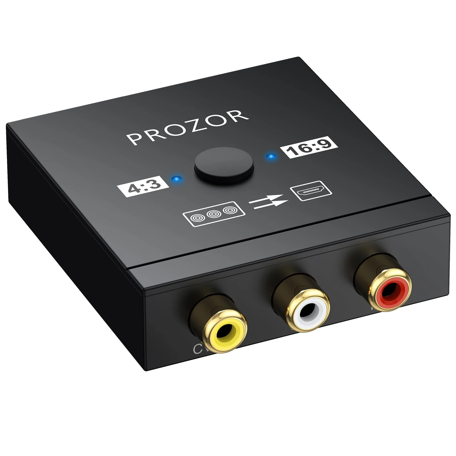 PROZOR RCA to HDMI Converter - 1080P AV to HDMI Converter 16:9/4:3 Conversion Mini Composite CVBS Audio Video Adapter with USB Power Cable Supports PAL/NTSC for Wii/PS1/PS2/N64