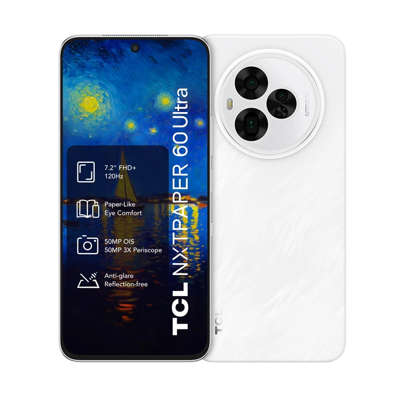 TCL NXTPAPER 60 Ultra 5G Android Smartphone,7.2" FHD+,12GB RAM+256GB ROM,Eye Care Phone,Lunar White