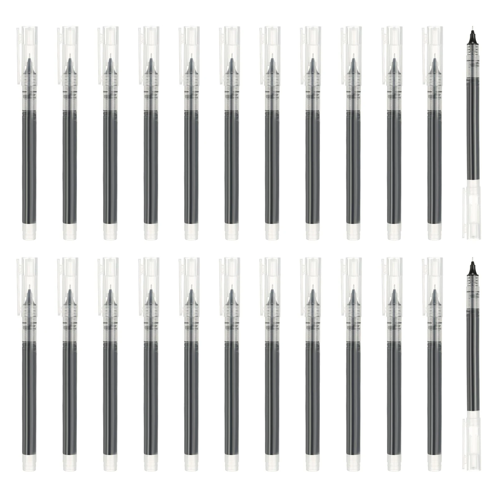 PATIKIL 24Pcs Colored Gel Ink Pens, 0.5mm Extra Fine Point Smooth Writing Japanese Quick Drying Liquid Ink Rollerball Pens for Office Stationery Classroom Teachers, Black