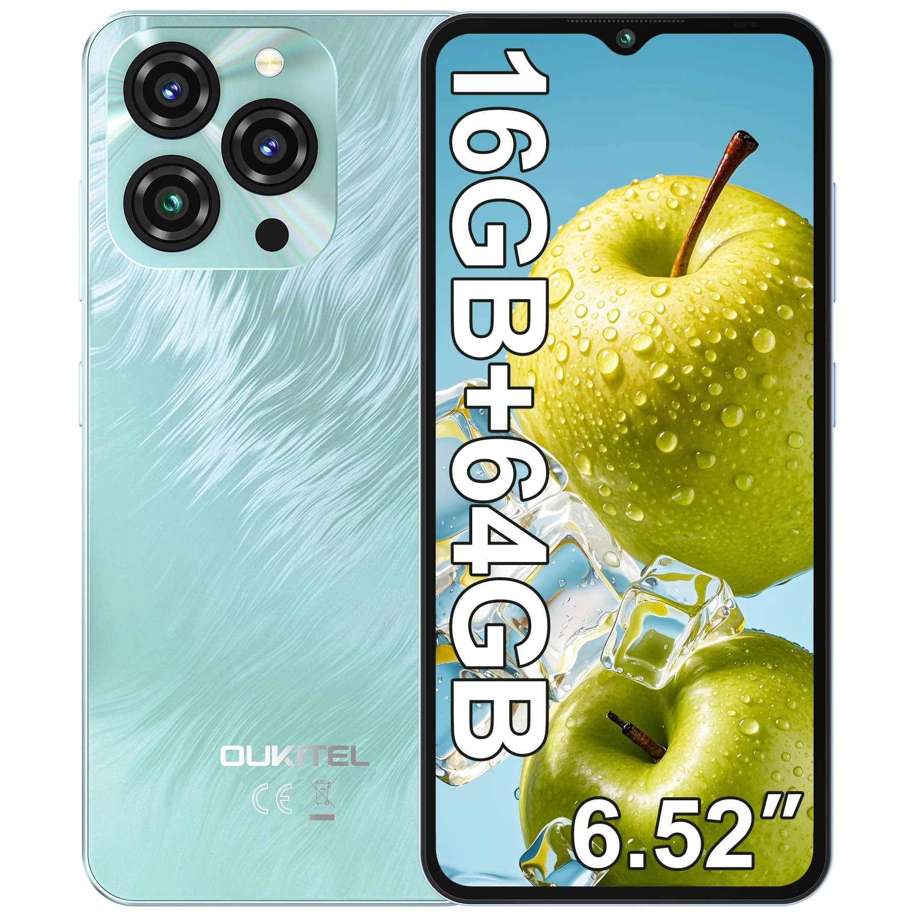 OUKITEL C3 SIM-Free & Unlocked Mobile Phones - 16GB RAM+64GB ROM/1TB, 5000mAh Battery, 6.52" Display, Android 14 Smartphone, 13MP Camera, 4G Dual SIM Android Phone, Face ID/3.5mm Headphone Jack