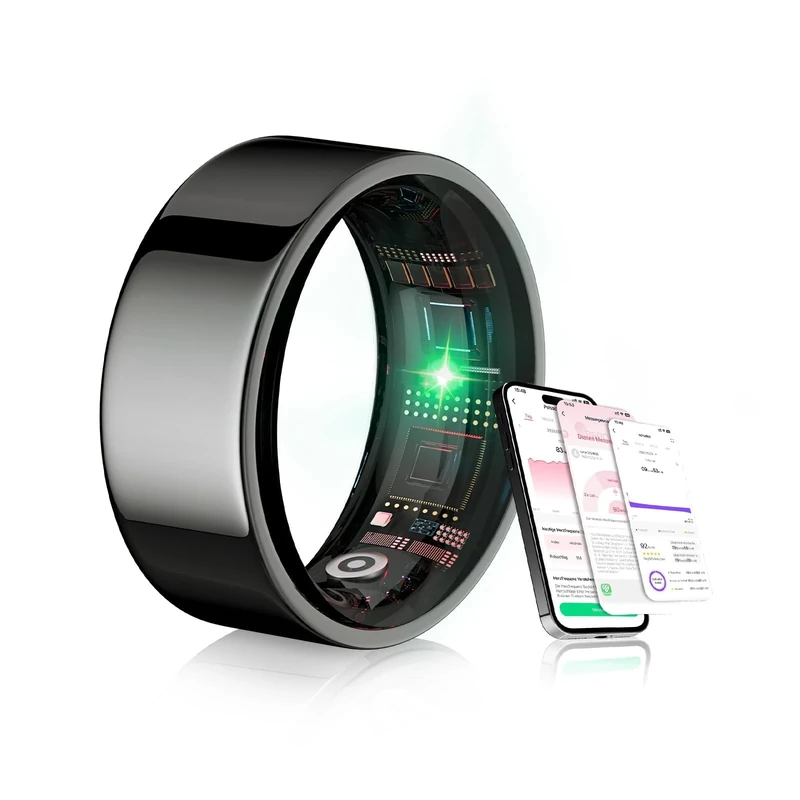 XSWCCJJ New Upgraded Smart Ring 6.0 Gen 2025 Smart Ring IP68 Waterproof Women & Men for Sleep Tracking Wearable Device, SpO2, Fitness ring Black 9#