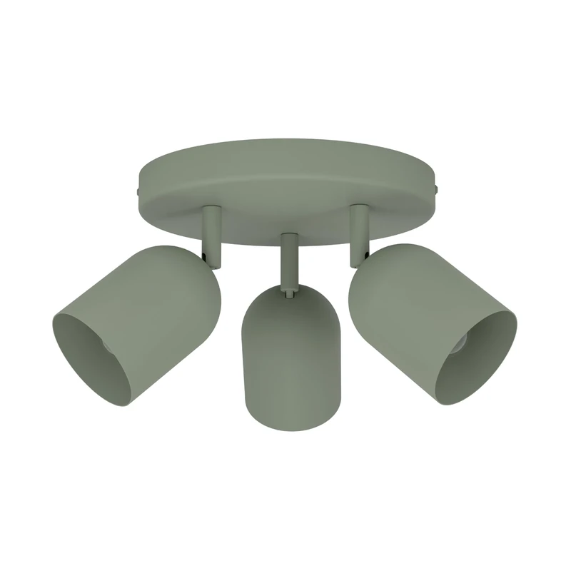 Eglo Spotlight bar Tilston, Light Fitting with 3 Flexible Spots, Round Ceiling lamp for Living Room and Bedroom, Dark Green Steel, E14 Socket