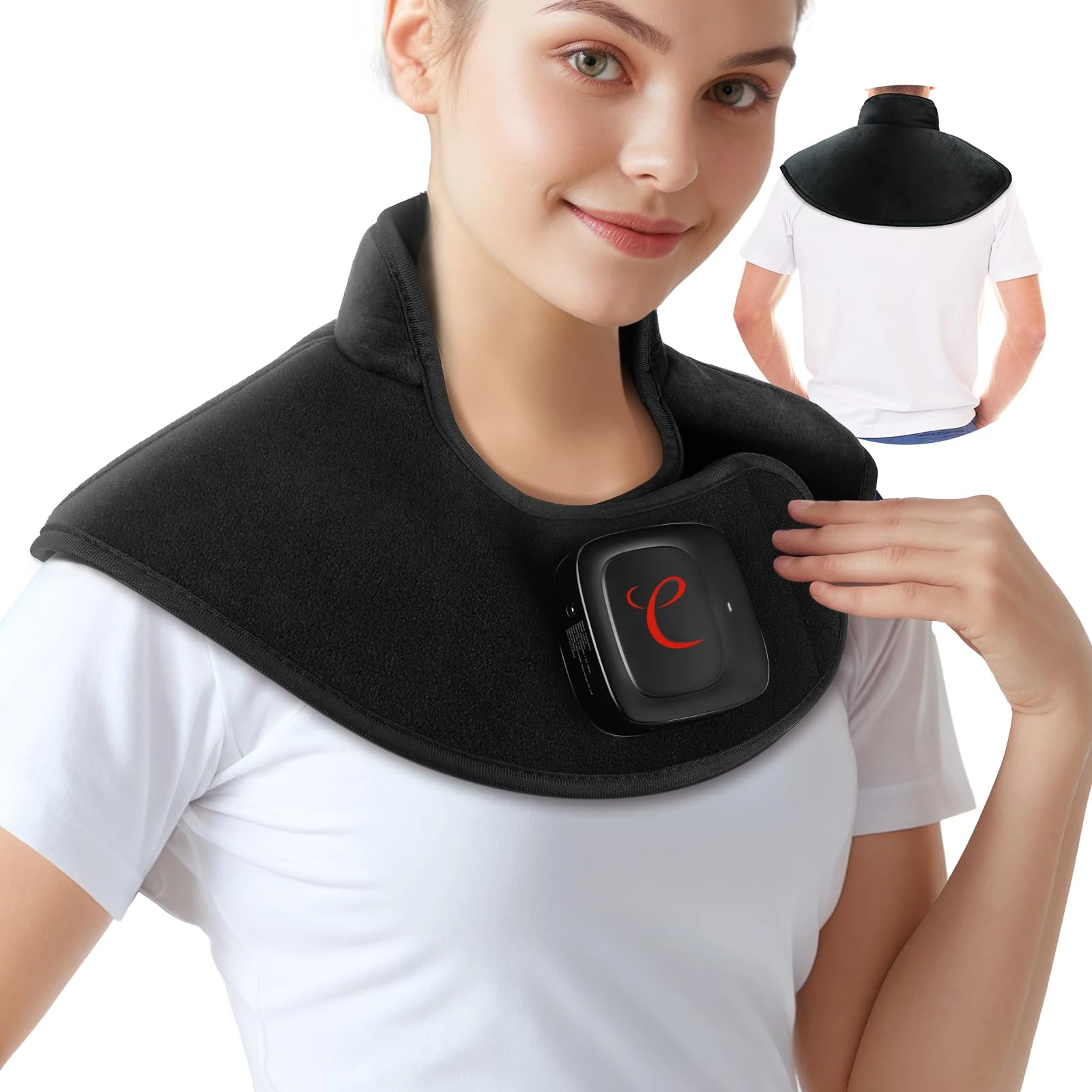 Comfytemp Cordless Weighted Neck and Shoulder Heat Pad, Rechargeable Heated Neck Warmer with 5000mAh Battery, 3 Heating Levels & Timer, Portable Heated Shoulder Wrap for Shoulder Neck Back Pain Relief