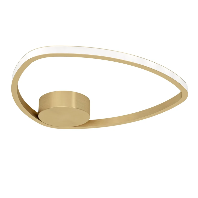 Eglo LED Ceiling Light Fixture Moschella, Flush Mount lamp with dip Switch, Living Room and Office Lighting, Brushed Brass Metal, White Plastic, Warm - Cool White