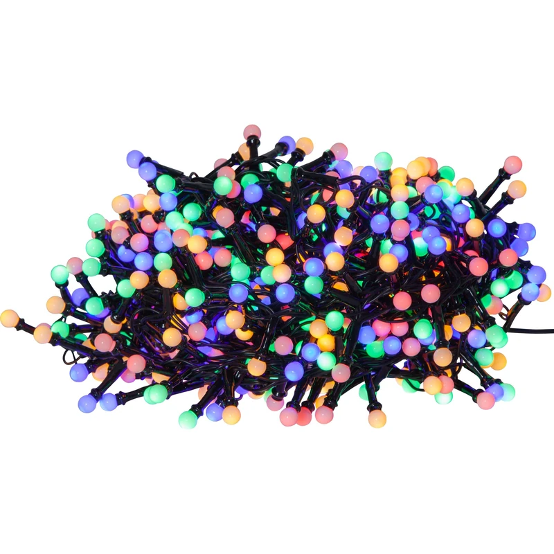 Eglo Outdoor String Lights Berry Mini, Christmas Garden Lighting, LED Chain, Plastic in Black and White IP44, Multicoloured, 1400 cm