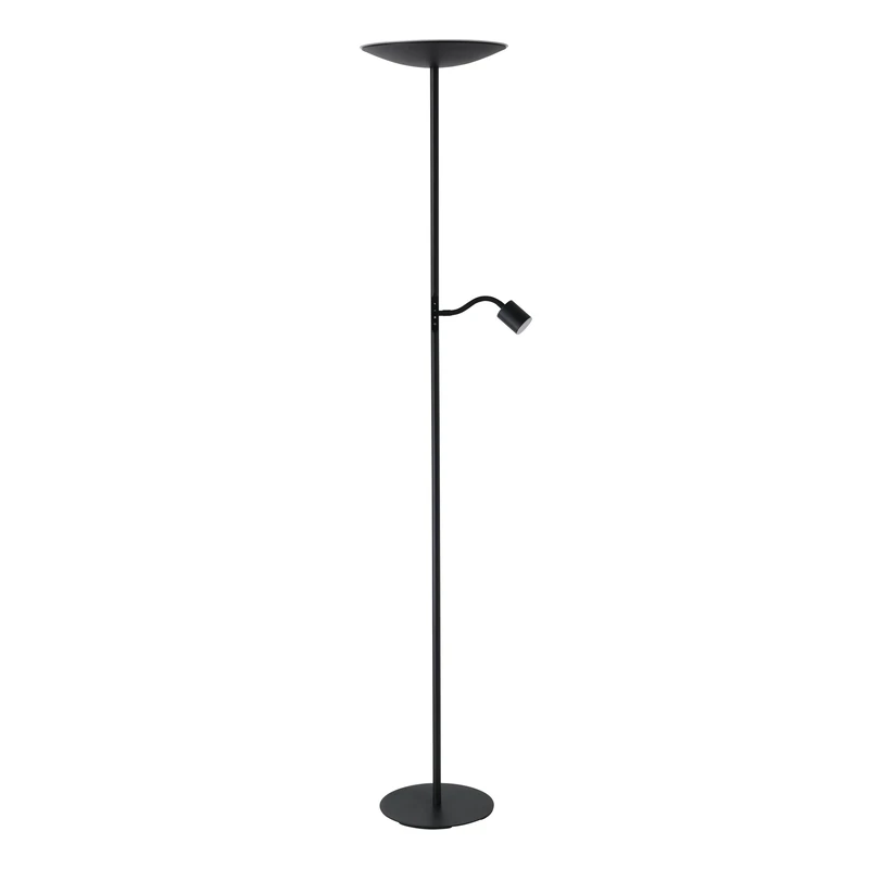 Eglo LED Floor lamp Conivarino, Touch-dimmable floorlamp for Living Room, uplighter with Flexible spot for Reading, Standing Light Made of Black Metal, Warm White, 170 cm
