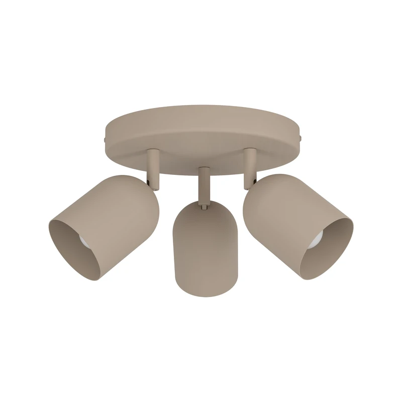 Eglo Spotlight bar Tilston, Light Fitting with 3 Flexible Spots, Round Ceiling lamp for Living Room and Bedroom, Sand Beige Steel, E14 Socket