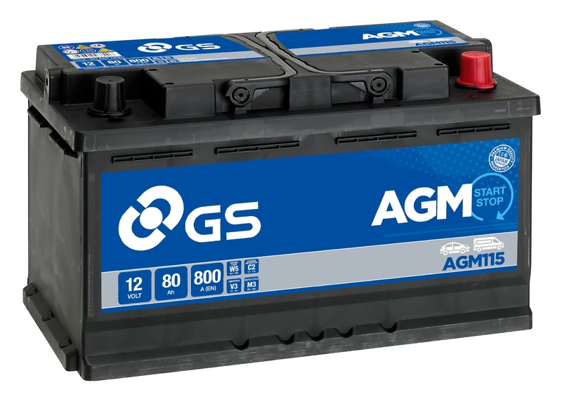 GS AGM115 12V 80Ah 800 CCA AGM Start Stop Car, Truck & Van Battery