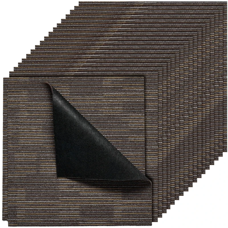 VEVOR Carpet Tiles Reusable 610x610 mm, 24 PCS Modular Carpet Square Rug, Commercial Floor Soft Padded for Seamless Cover 8.9㎡, Easy DIY Replacement for Living Room Bedroom Indoor, Gray & Brown