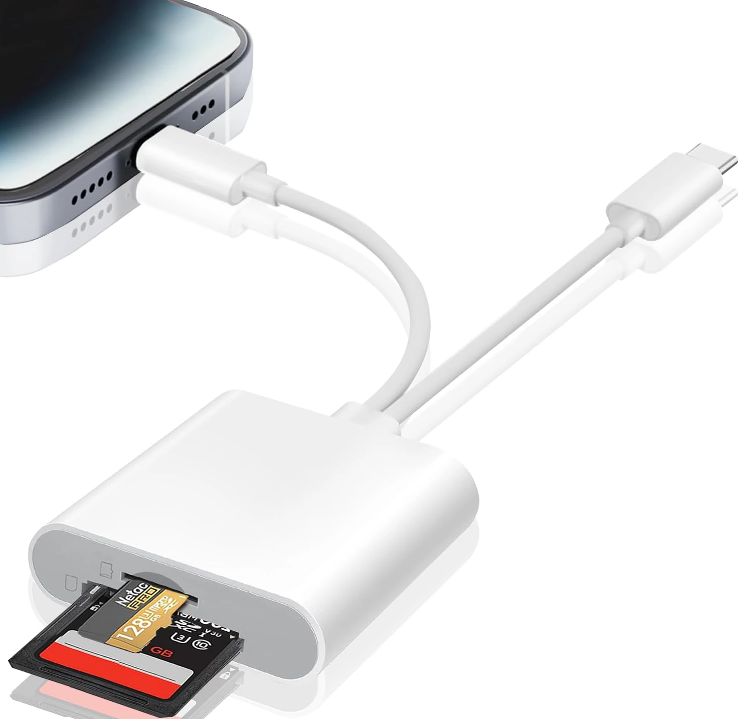 SD Card Reader for iPhone iPad, USB C SD Card Reader with Dual Slot for MicroSD/SD, Type C OTG Adapter, Camera Card Viewer Memory card reader, Camera to iPhone Adapter for iPhone/iPad/MacBook/Android