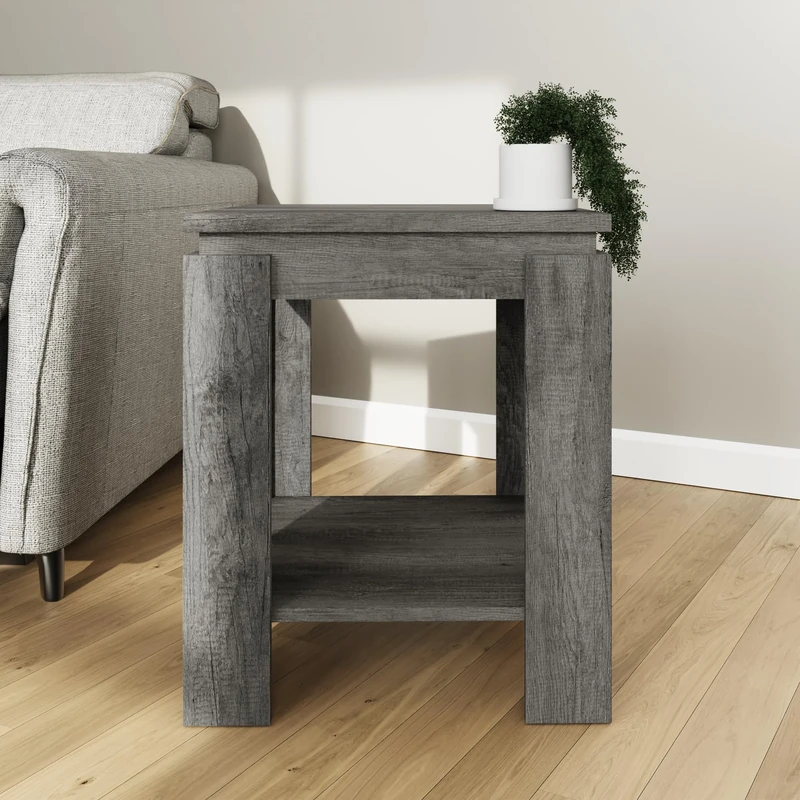 Canyon Charcoal Grey Lamp Table Wood effect side table with modern look