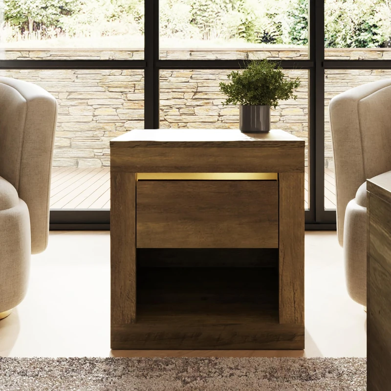 GFW Astley Lamp Table Side Cabinet End Table Living Bedroom Knotty Oak