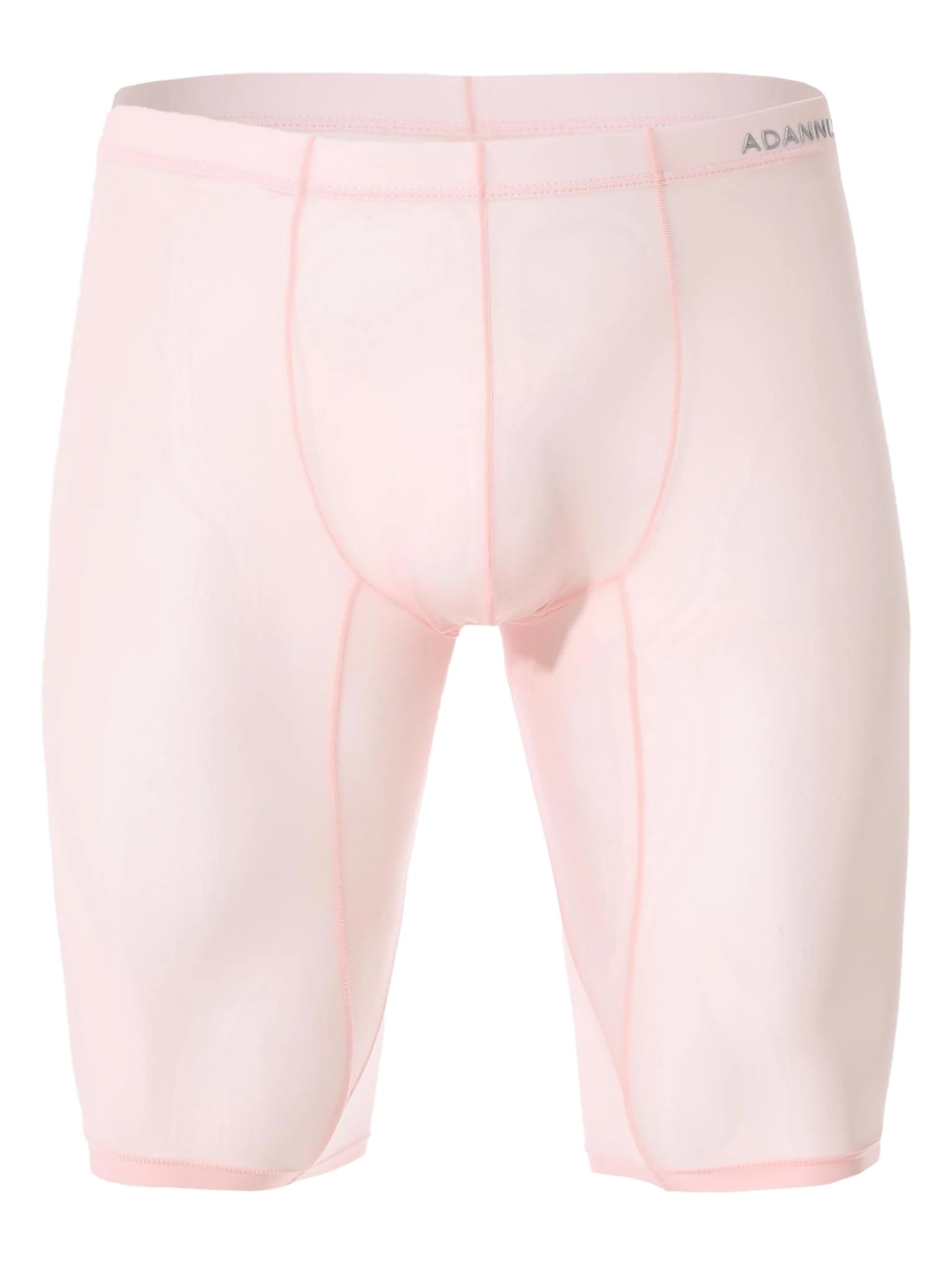 Zaldita Mens See Through Mesh Shorts Underwear Sheer Nylon Shorts Bulge Pouch Beach Swim Trunks Pink XL